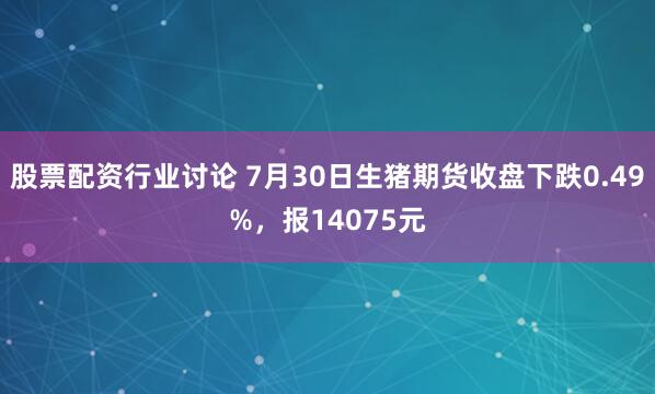 股票配资行业讨论 7月30日生猪期货收盘下跌0.49%，报14075元