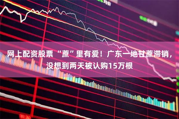 网上配资股票 “蔗”里有爱！广东一地甘蔗滞销，没想到两天被认购15万根